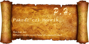 Pakróczi Henrik névjegykártya